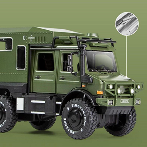 ماشین اسباب بازی بنز ارتشی سبز طرح نفربر جنگی مدل یونیماگ Unimog 1:24 Car Model_اسباب بازی